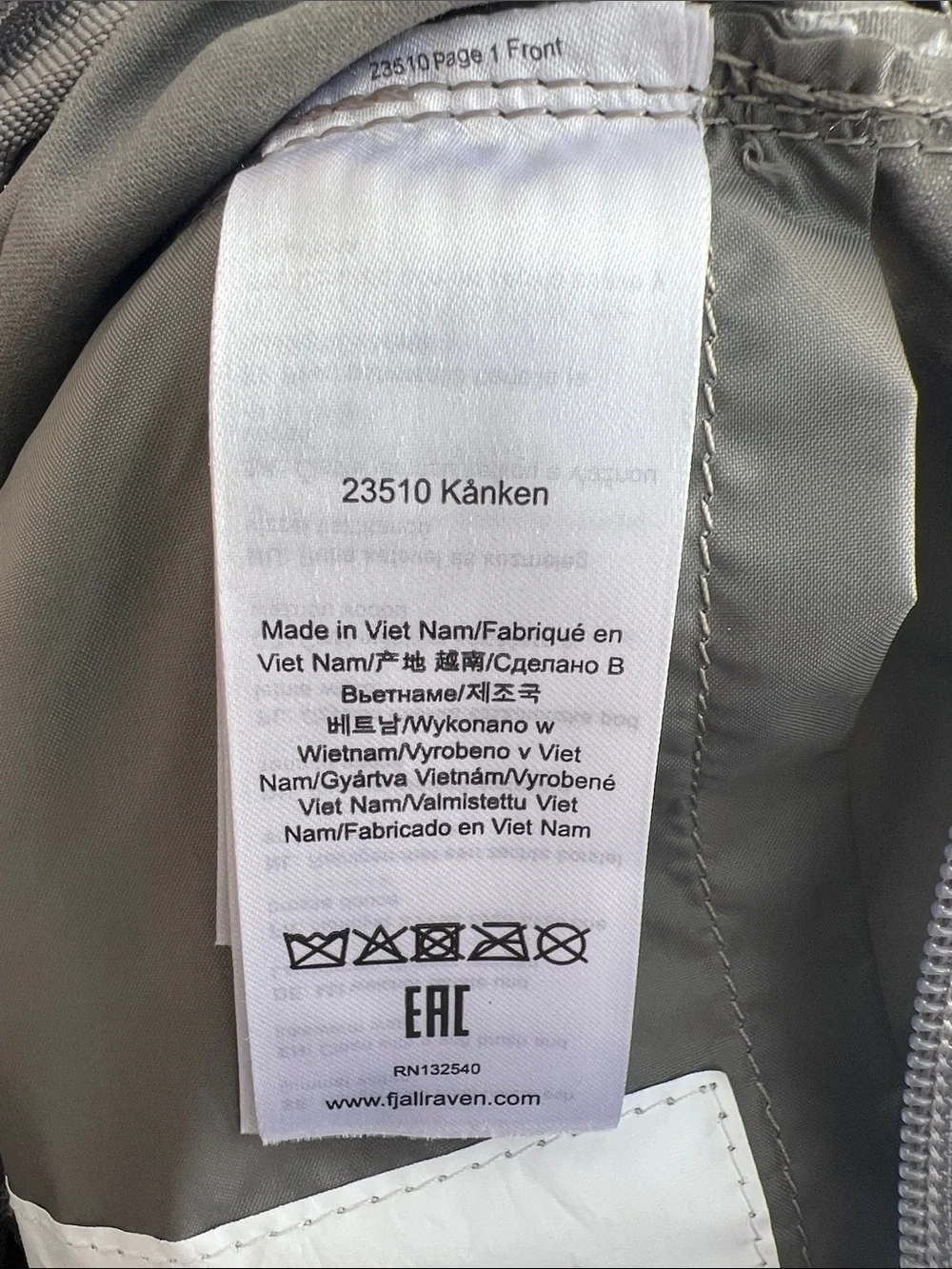 Fjallraven Kanken Backpack in Fog Gray with Red Fox Logo
